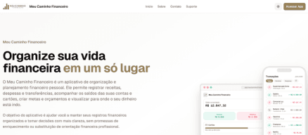 Screenshot do projeto Meu Caminho financeiro - Código Primordial